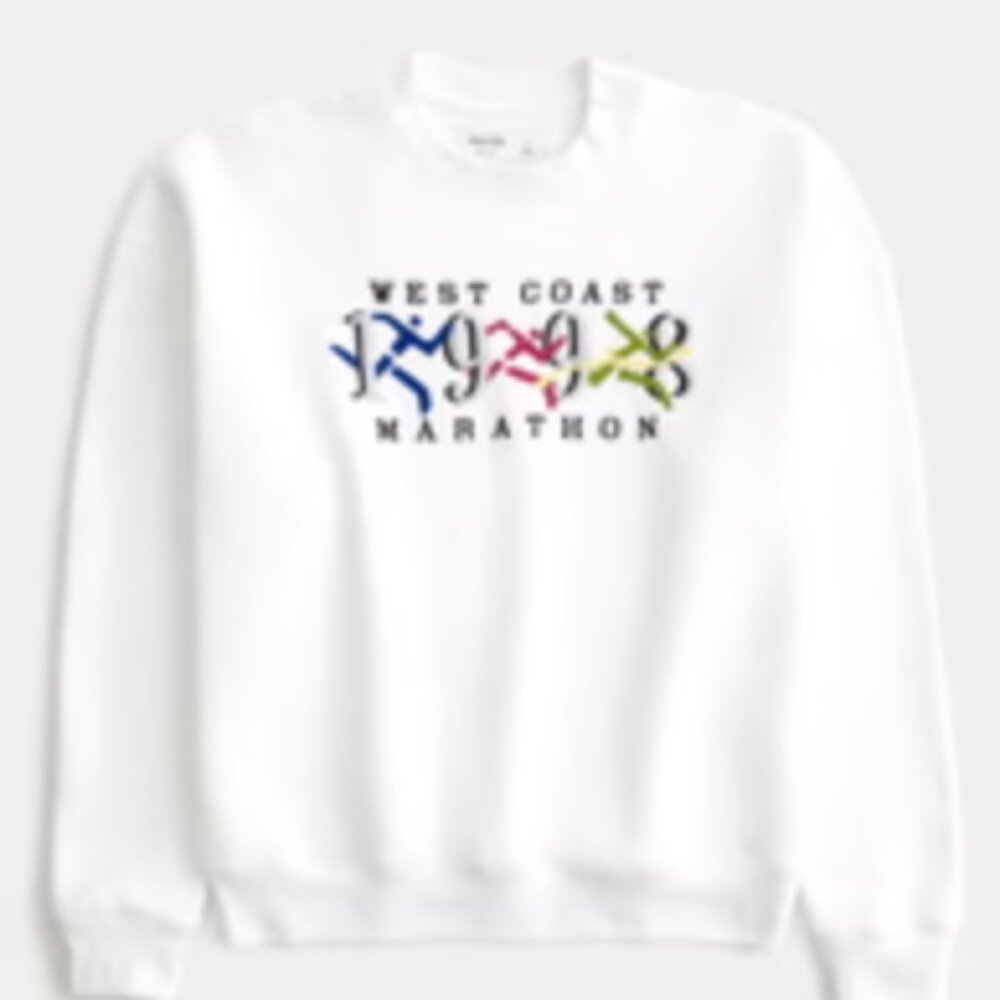 Hollister Men's Boxy West Coast Marathon Graphic Crew Sweatshirt, Large, EUC